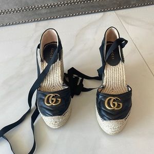 Gucci leather platform espadrille size 37